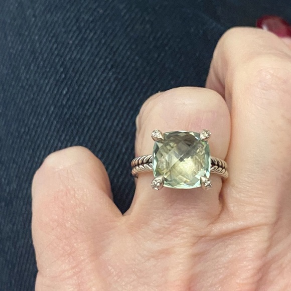 David Yurman Ring Prasiolite Silver with Pave Diamonds - Picture 8 of 13